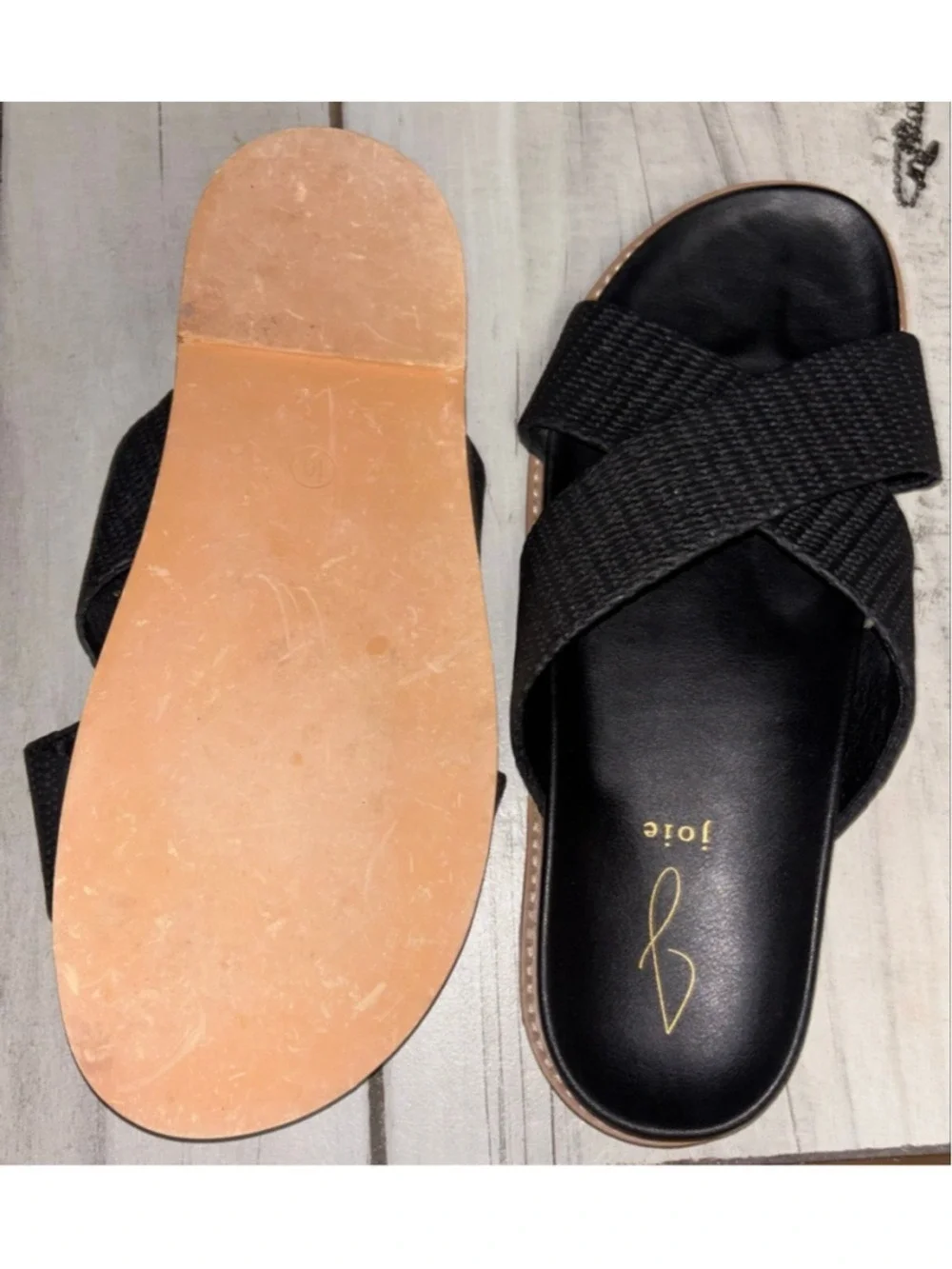 Joie Beachy Woven Minimalist Crisscross Wide Strap Slide Sandals Women’s 10